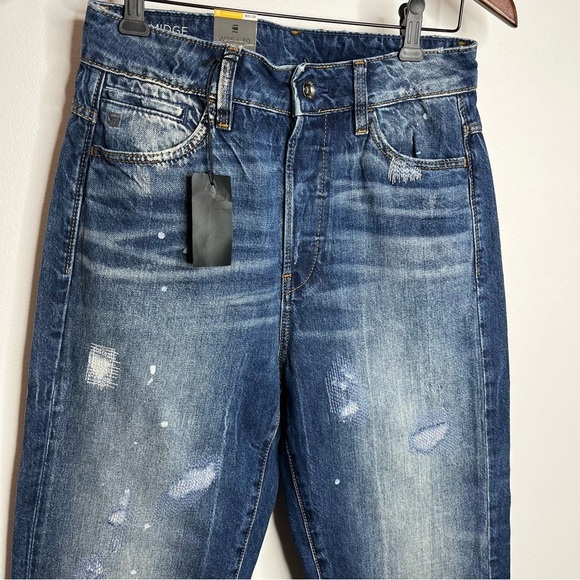 G-Star Raw Women's Size 25 x 28 Midge High Boyfriend Jean Button Fly Distressed - Picture 2 of 15
